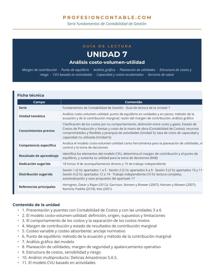 Primera página de Guia Lectura Gestion U7 CVU