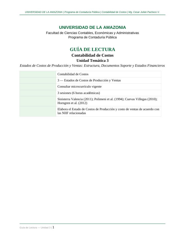 Primera página de Guia Lectura Unidad3 ContabilidadCostos